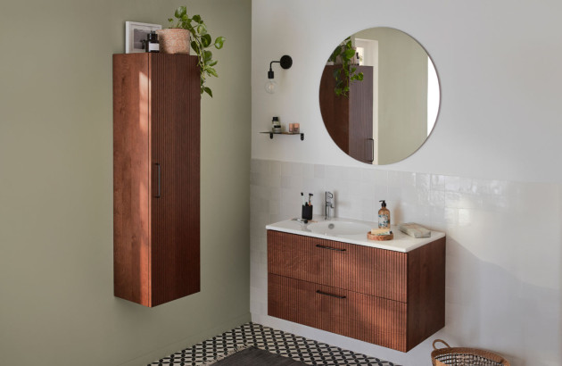 Meuble de salle de bains en bois massif