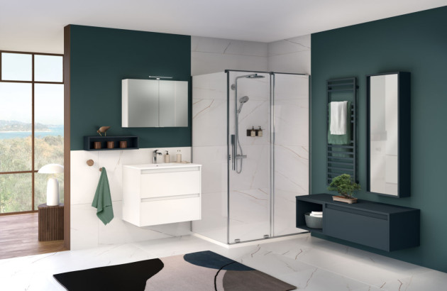 Meuble de salle de bains moderne couleur vert pétrole