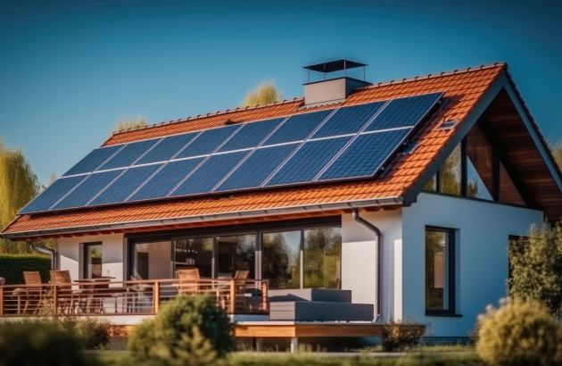 Panneaux solaires placés dans un toit d'une maison