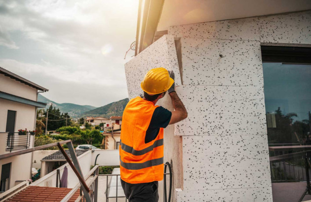 Professionnel en train de réaliser des travaux d'isolation
