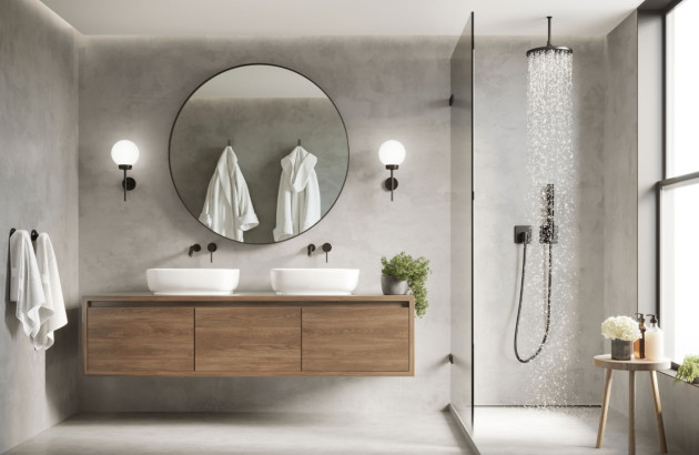 Salle de bains moderne avec meuble sous vasque suspendu