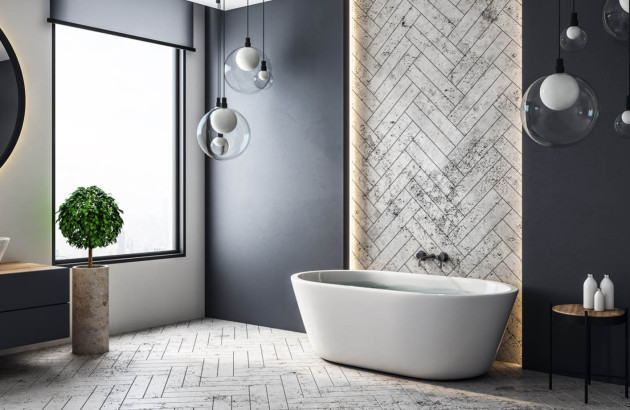 Salle de bains moderne noire et blanche