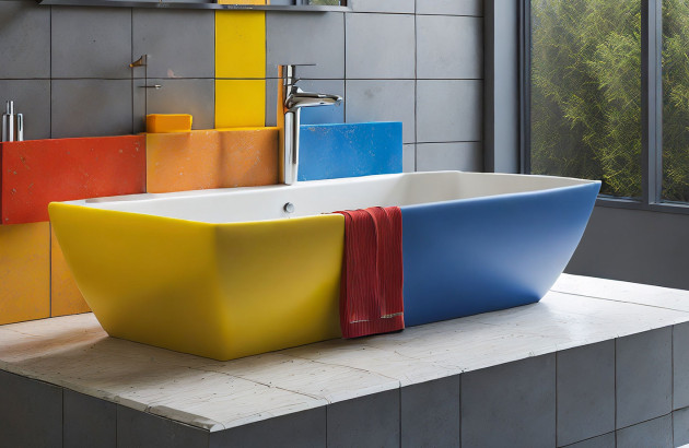 Vasque bicolore bleue et jaune
