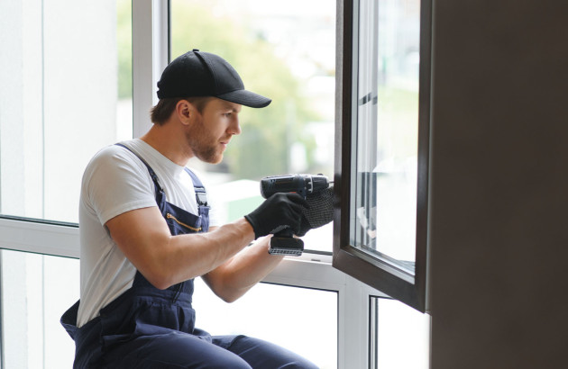 artisan installant une fenêtre avec une perceuse pour améliorer la lumière naturelle dans une pièce