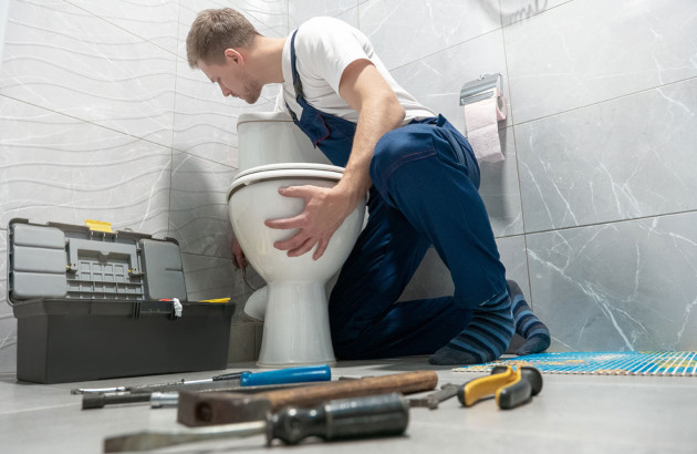 Installation d'un WC par un professionnel