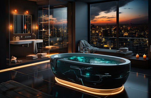 Une baignoire îlot futuriste qui prend soin de vous et de votre sécurité