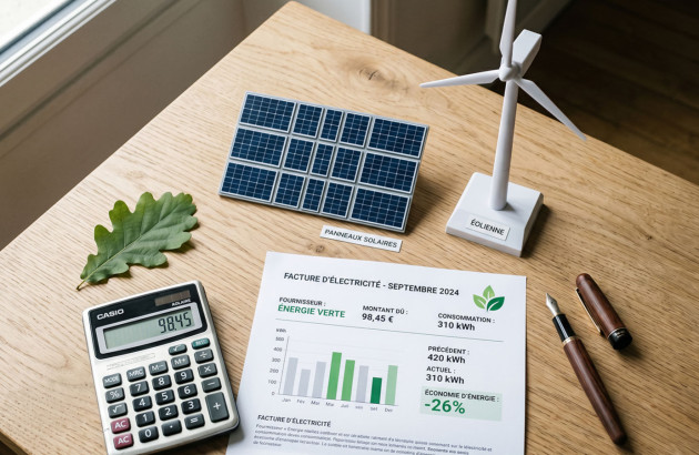 Comparaison des énergies renouvelables et économies d'électricité sur une facture énergétique