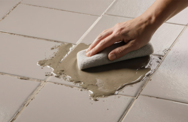 Nettoyage des joints de carrelage pour limiter les infiltrations d’eau au sol.