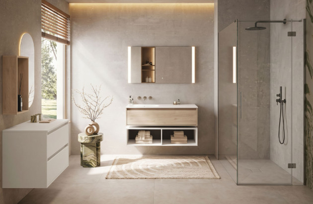 Salle de bains zen aux couleurs douces