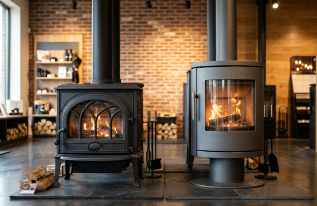 Deux poêle à bois différents comparés : poêle à bois traditionnel et poêle à bois moderne