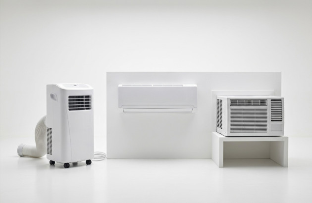 Comparatif visuel entre climatiseur monobloc mobile, climatiseur mural split et climatiseur de fenêtre.