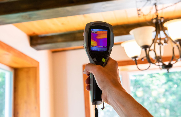 Diagnostic thermique d’un logement réalisé à l’aide d’une caméra thermique pour identifier les variations de température.