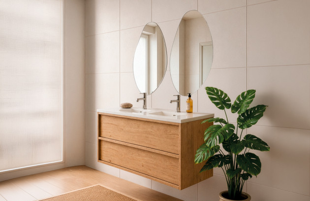 Meuble de salle de bains double vasque en bois de qualité