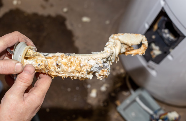 Personne qui retire des dépots divers d'une chaudière lors de l'entretien