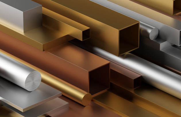 Découpes de différents matériaux, laiton, acier inoxydable, cuivre