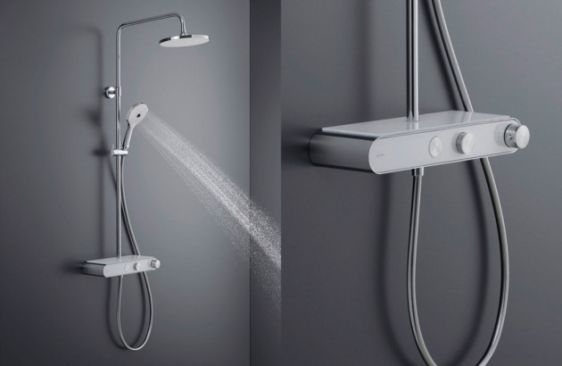 Douche avec pommeau a économies d'eau