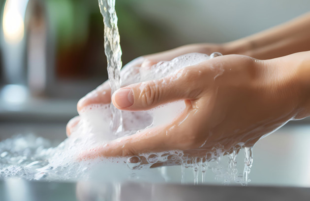 Femme qui se lave les mains