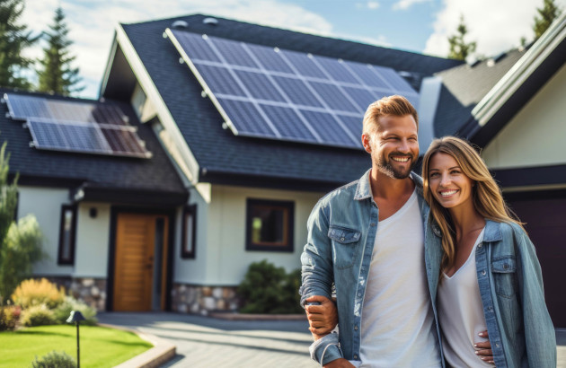 Panneaux photovoltaïques sur un toit de maison