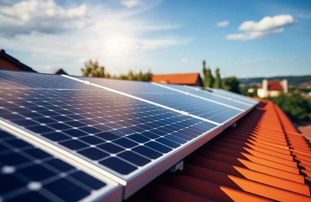 Panneaux solaires disposés sur un toit
