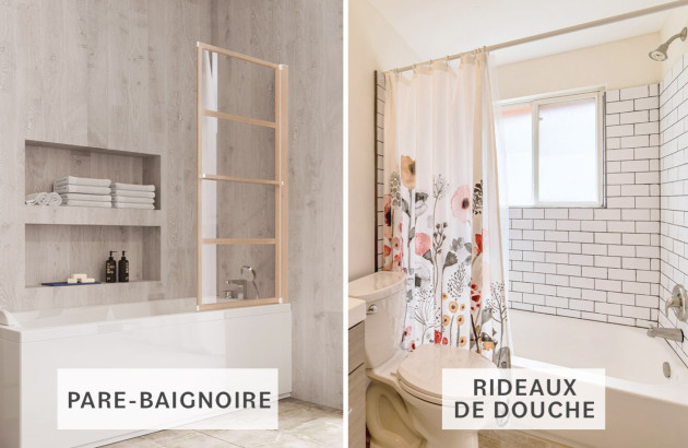 Difference entre un pare-baoignoire et un rideau de douche