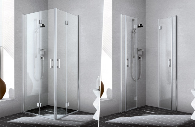 Paroi de douche en verre à double portes pliables