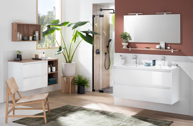 Petite salle de bain minimaliste avec meuble D-Motion de Delpha