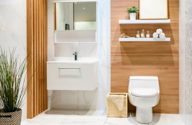Petite salle de bains avec accessoires