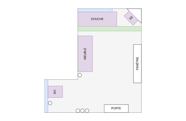 Plan 2D d'une salle de bains scandinave à moins de 5000€