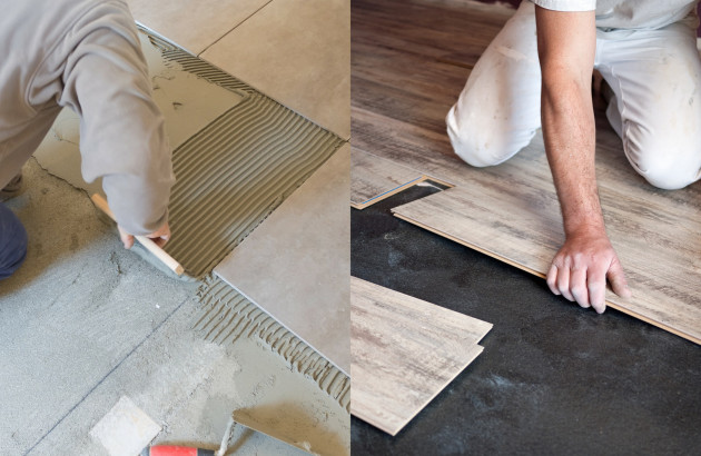 Personne qui pose du carrelage vs personne qui pose du parquet