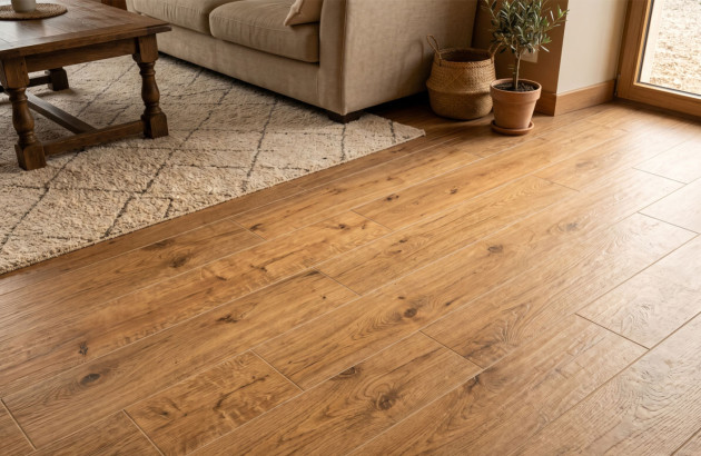 Carrelage imitation parquet au sol d'une maison