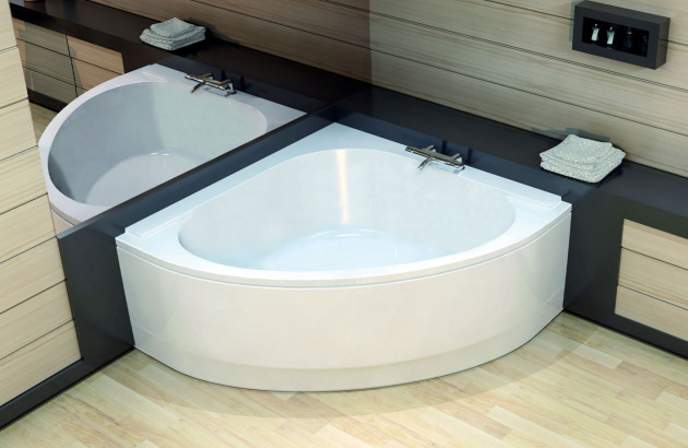 Baignoire d'angle avec un mitigeur