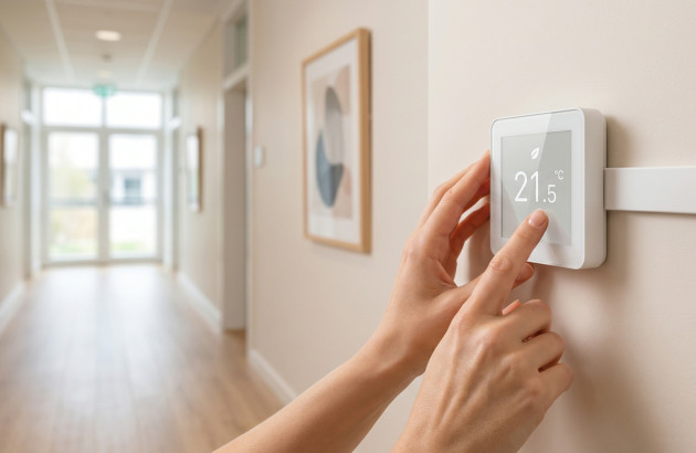 Réglage de la température sur un thermostat connecté pour piloter le chauffage du logement.