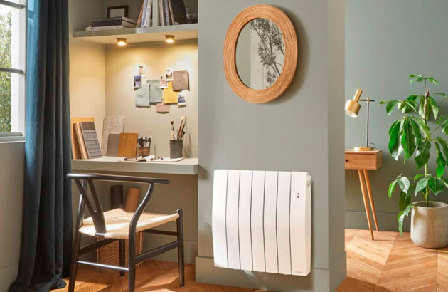 Bureau avec radiateur en aluminium blanc