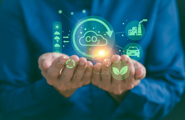 Illustration réduction des émissions de CO2 avec fluide frigorigène R290, solution chauffage et climatisation écologique