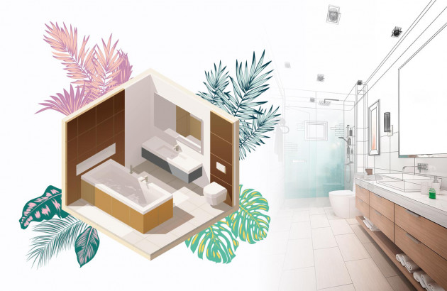 visuel d'une salle de bains en 3D
