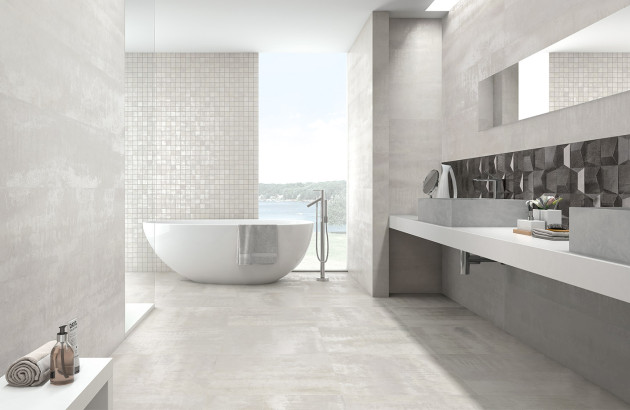 Ambiance de salle de bains avec carrelage IONIC par IBERO