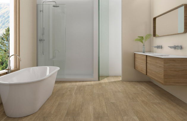 Ambiance de salle de bains avec carrelage RAGUSA par TAU CERAMICA