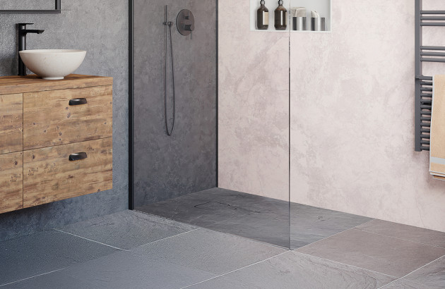 Douche à l'italienne avec un receveur ultra plat
