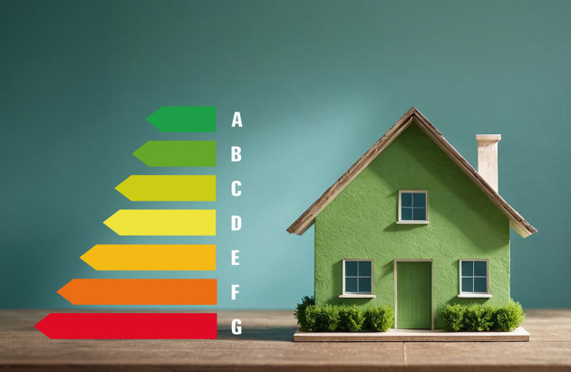 Illustration rénovation énergétique avec maison fictive et dpe