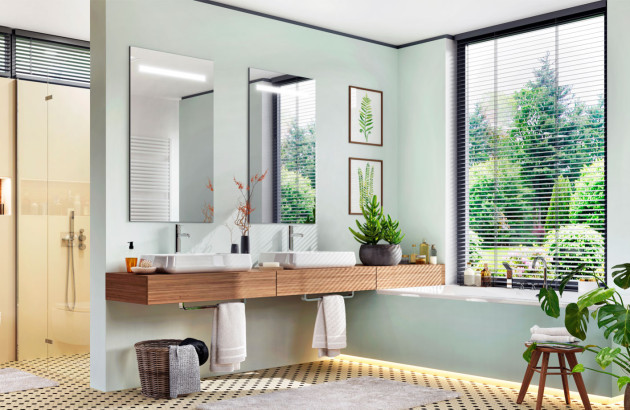Salle de bains moderne avec meuble double vasque