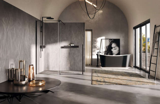 Salle de bains sobre au style industriel