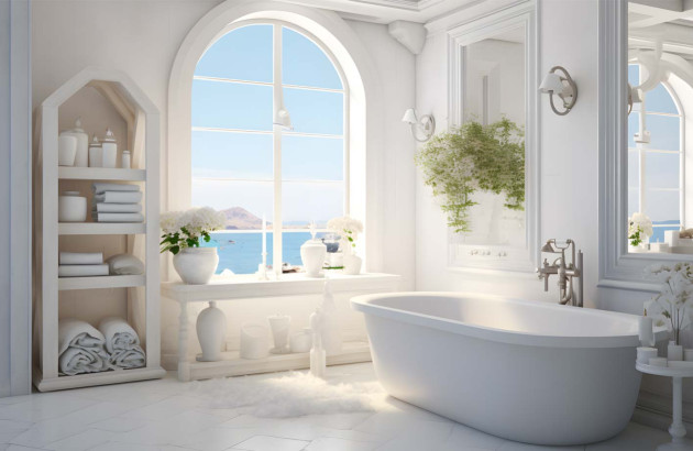 Salle de bains blanche au design épuré