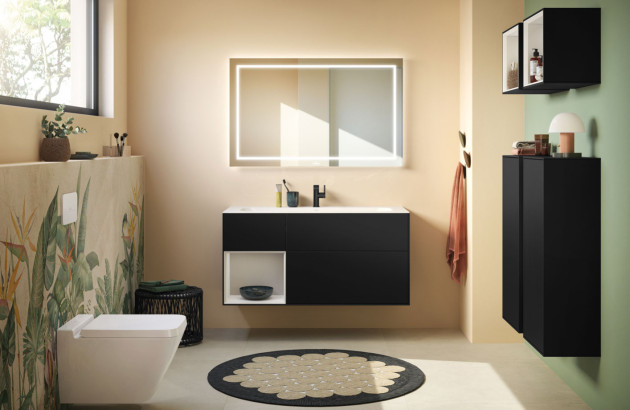 Salle de bains colorée 