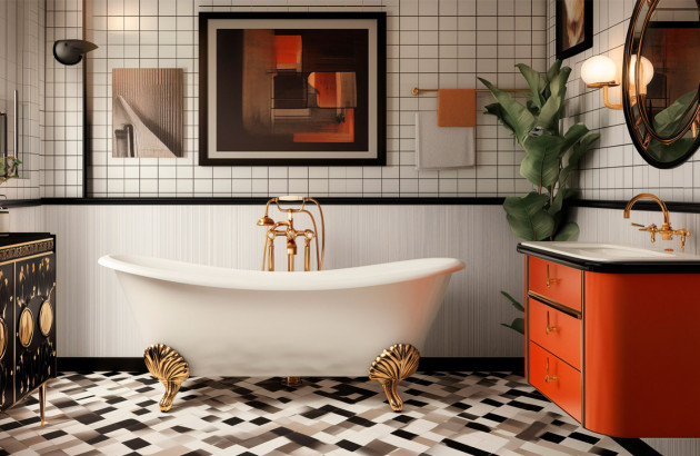 Salle de bains au style rétro art déco
