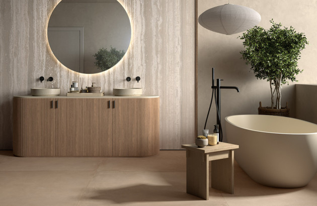 Salle de bains au style wabi-sabi