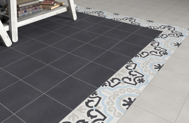 Carreaux de ciment posés au sol