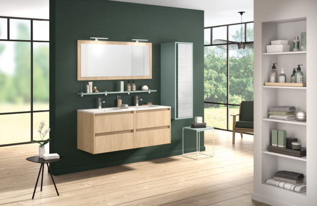 Salle de bains moderne avec décoration et éclairage naturels