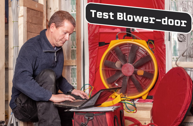 Homme qui réalise un test Blower Door