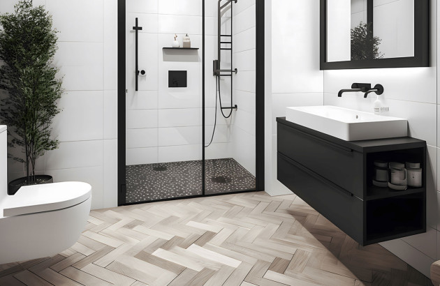 Toilettes noires et blanches modernes
