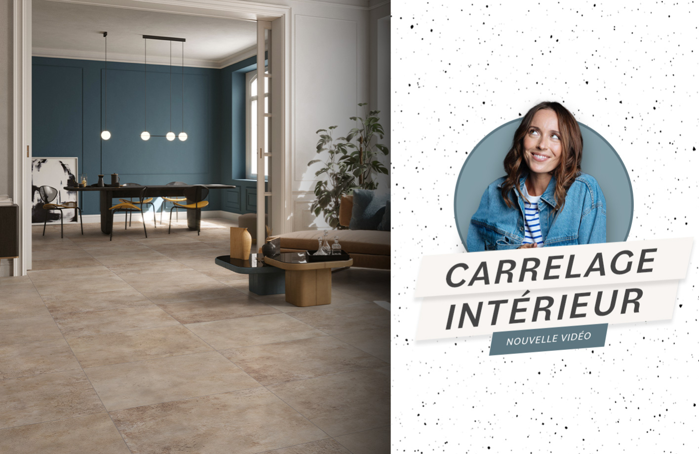 salon moderne avec un carrelage interieur modèle salento de desvres